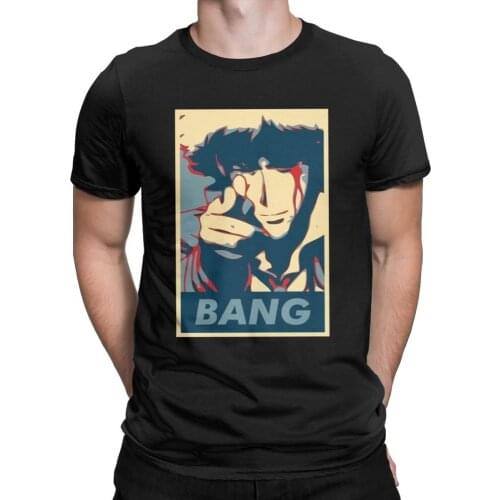 Cowboy Bebop T-Shirts for Men Bang Spike Spiegel Short Sleeve Novelty Tee Shirt Crewneck Cotton Tops Print T Shirts