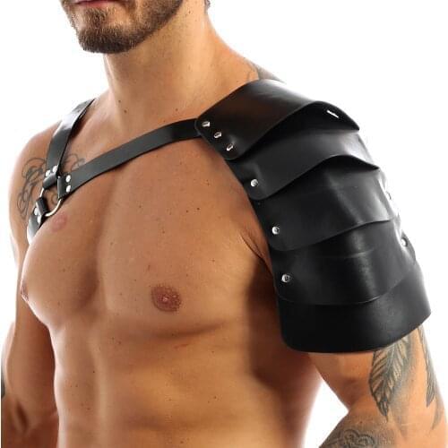 Mens Adjustable Leather Body Chest Harness Mens Shoulder Armour Protector Bandage Buckles Strap Men Medieval Cosplay Accessory