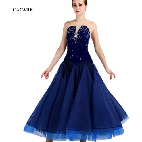 Waltz Dress Ballroom Dance Competition Dresses Costume Standard Dancing Clothes Wear Customize D0487 Sleeveless Sheer Hem