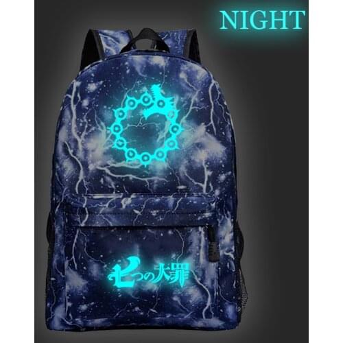 Beautiful The Seven Deadly Sins Luminous Backpack Students Rucksack Fashion New Pattern Boys Girls Back to College Mochila