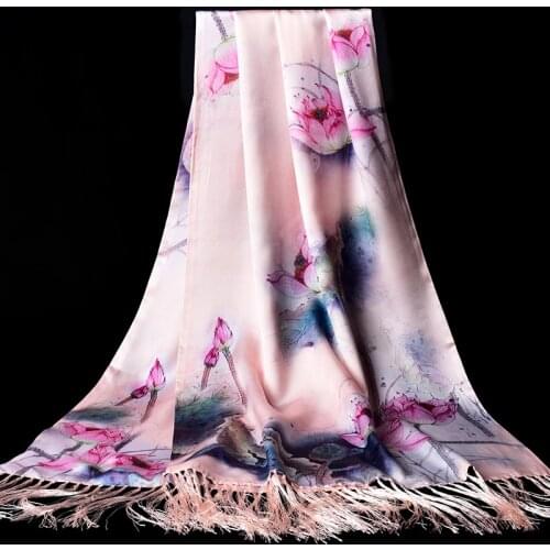 100% Real Silk Scarf Women Brand 2021 Hangzhou Natural Silk Shawls,Wraps for Ladies Printed Foulard Femme Pure Silk Scarves Long