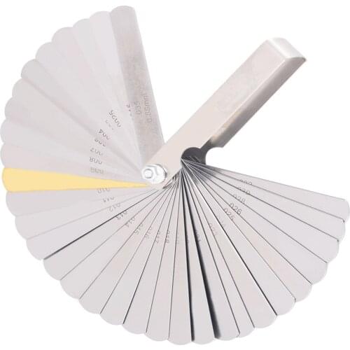 32pcs Blades Feeler Gauge Stainless Steel Foldable Feeler Gauges 0.04-0.88mm Thickness Filler Gauge for Measurment Tool