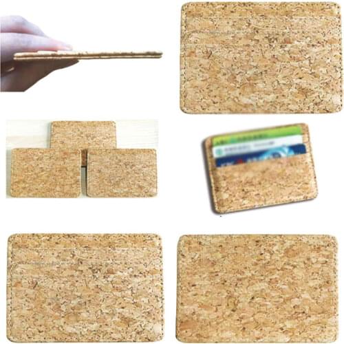 Creative Cork Grain PU Leather Credit Card Case ID Card Holder Thin And Light Mens Universal Business Card Clip Wallet 3 Slots