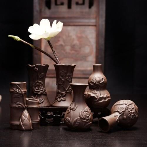 Retro purple sand vase ornaments creative ceramic living room flower arrangement home decor hydroponics vase