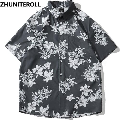 Vintage Harajuku Hawaii Shirt Hip Hop Streetwear Graphics Print Beach Shirt Men 2021 Pocket Summer Short Sleeve Fashion Clothing