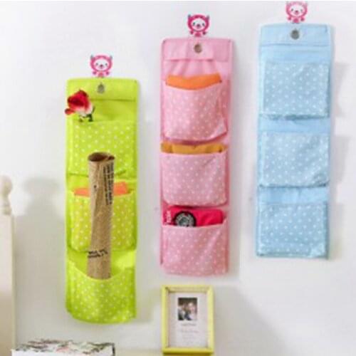2 3 4 Pockets Dots Waterproof Oxford Cloth Door Back Wall Bedside Cabinet Grocery Hanging Organizers 2017 Spring Summer New