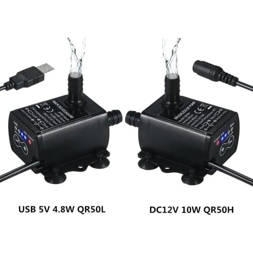 Mini Water Pump DC 12V USB 5V Mini Flow Rate Waterproof Brushless Pump Mini Submersible Pump 4-Speed Regulating Water Pump