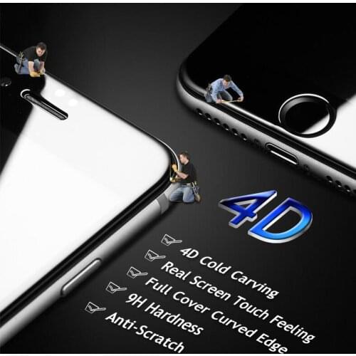 4D Screen Protector Case for iPhone 6 6s plus 7 7 plus New 3D Upgrade Cold Carving Full Cover 9H Quality Color Tempered Glass