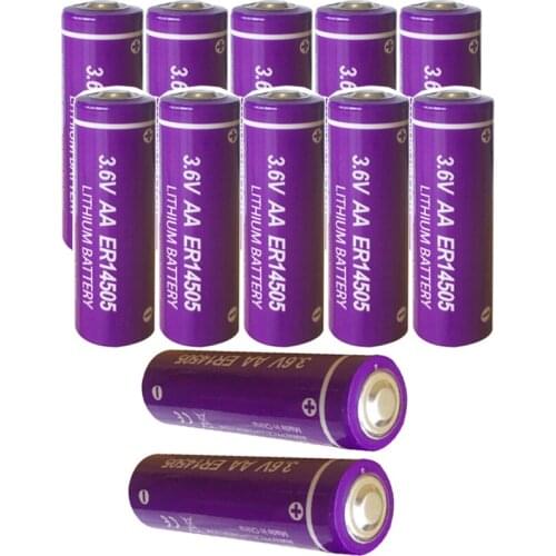12pcs ER14505 AA battery 2400mah 3.6v Lithium Batteries Li-SOCl2 2A Non-rechargeable batteries for GPS transmitter