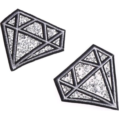 2PCS Hot Drilling Diamond Parches Embroidered Iron on Patches for Clothing DIY