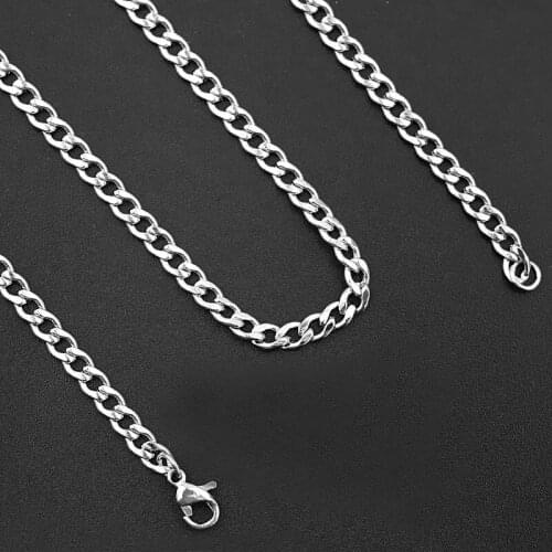 3.5x5mm Stainless Steel Oval Chain Men Women Link Chain Necklace Silver tone 50cm Bulk Wholesale