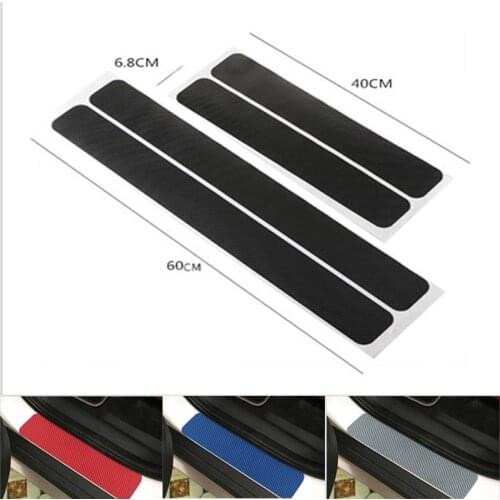 Youwinme 4Pcs Car Door Sill Carbon Fiber Look Stickers Protecter Scuff Doorsill Cover Anti Scratch Universal Car Styling Decal