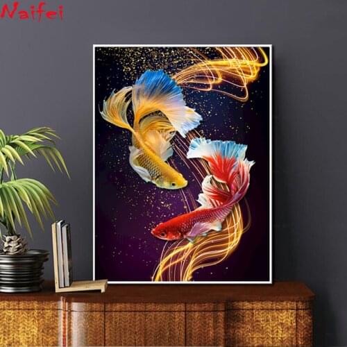 Diamond Painting Koi Fishes Animal Pictures For Home Wall Art For Living Room Decor 5D DIY Diamond Embroidery Mosaic Full Drill