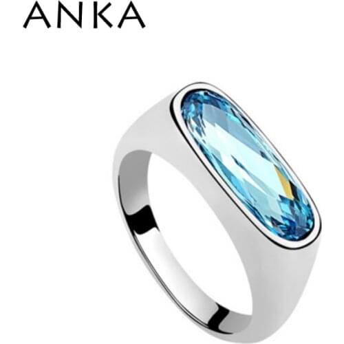ANKA New Arrival Trendy Bezel Setting Crystal Rings For Women Crystals from Austria Rhodium Plated Women Finger Ring #93028