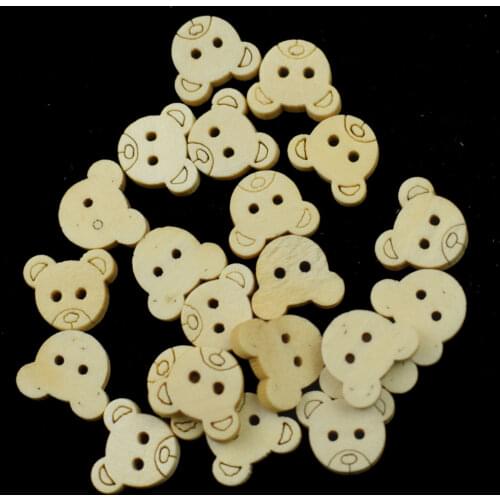 Wood Sewing Button Scrapbooking Little Bear Two Holes 2-Holes Round Wooden Buttons DIY Sewing Scrapbooking Clothes Accessories