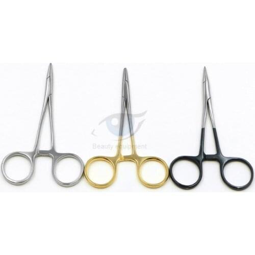 Stainless steel double eyelid needle clamp with gold handle needle holder