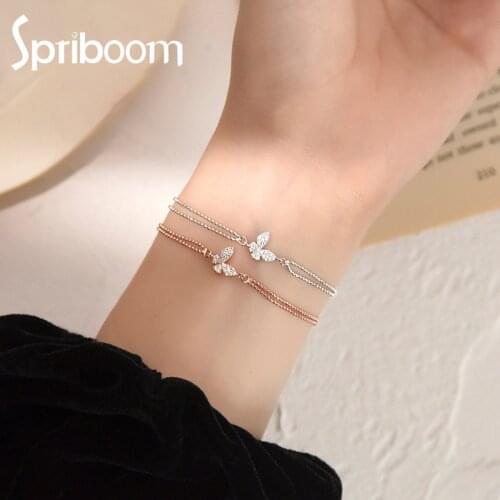 Double Layers Butterfly Bracelet Temperament Charm Bracelets for Women Girls Party Jewelry Texture Accessories Friends Gift