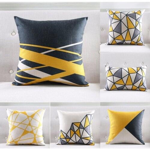 Hot selling Cotton Linen Cushion Cover Simple Geometry Pillow Case For Home Waist Sofa Decor