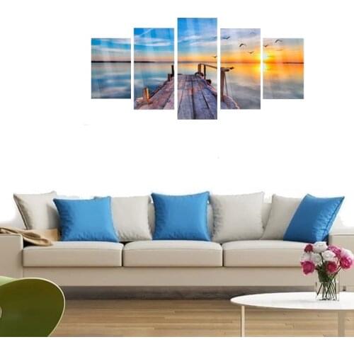 5PcsCanvas Photo Prints Beautiful Beach Sunset Posters & Prints Wall Art Home Decor Canvas Paintings Wall Decorations (No Frame)