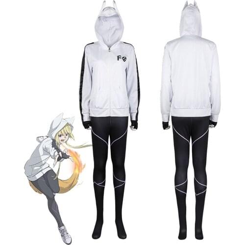 Anime Kemono Jihen Kon Cosplay Costume Adult Women Baseball Jacket Uniform Outfit White Hoodies Coat Pants Gloves Halloween