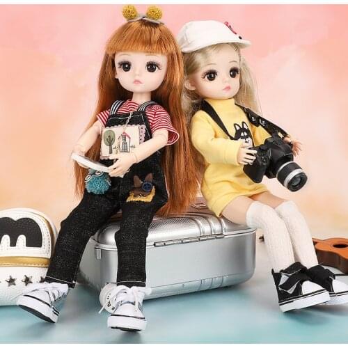 BJD Doll 1/6 30 Cm Movable Joint Body With Makeup 3D Eyes with Delicate Beautiful Clothes Brown Hair Girl Fashion Gift Toy