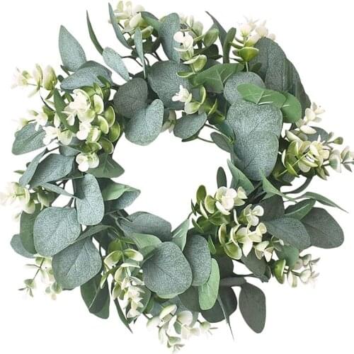 LUDA 12Inch Wreath for Front Door Wall Artificial Eucalyptus Green Leaves Eucalyptus Festival Celebration Window Party Decor