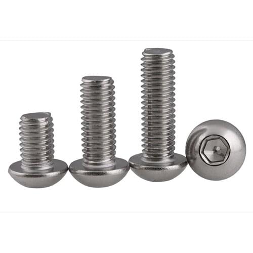 M4 4mm A2 304 stainless steel button head hex bolt screw stainless steel round / pan head M4x6/M4x8/M4x10/M4x12/M4x16/M4x20