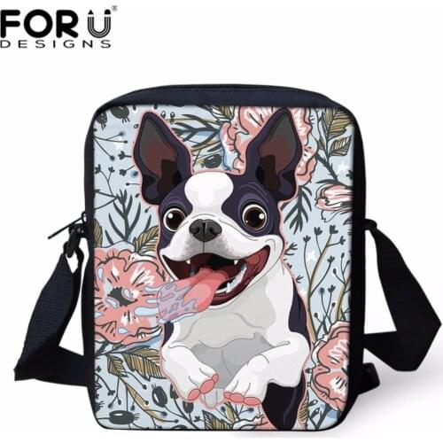 FORUDESIGNS Boston Terrier Girls Small Messenger Bag Boys Daily Shoulder Bag Pomeranian Printed Women Lightweight Crossbody Bag
