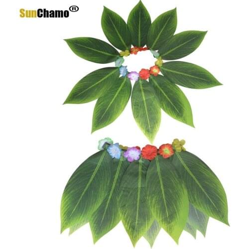 Hawaiian Grass Skirt Dance Simulation Leaf Beach Decoration Show Party & Holiday DIY Decorations Festival Supplies for Home