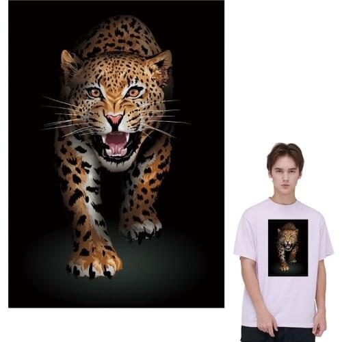 Tiger Clothing Stickers Heat Print On T-Shirt Jeans Iron On Stickers Heat Transfer Clothes Diy Accessory Thermal Patch