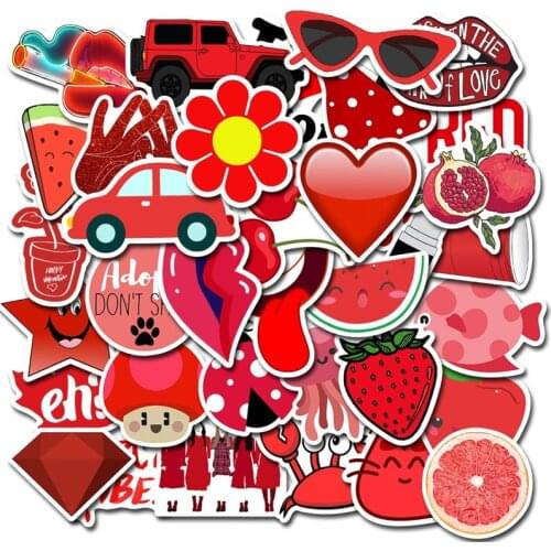 10/30/50Pcs/Set Red Style Graffiti Sticker Cartoon Waterproof For Laptop Phone Luggage Bike Wall Decal Skateboard Toys Stickers