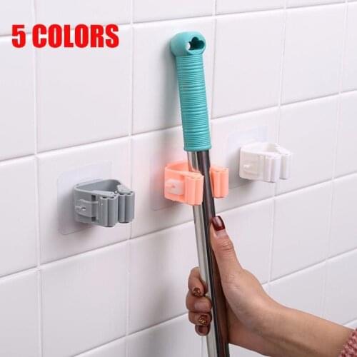 1PC Wall Mounted Mop Clip Brushbroom Holder Organizer Rack Seamless Hook Home Kitchen Bathroom Storage Holder Rack Dropshipping