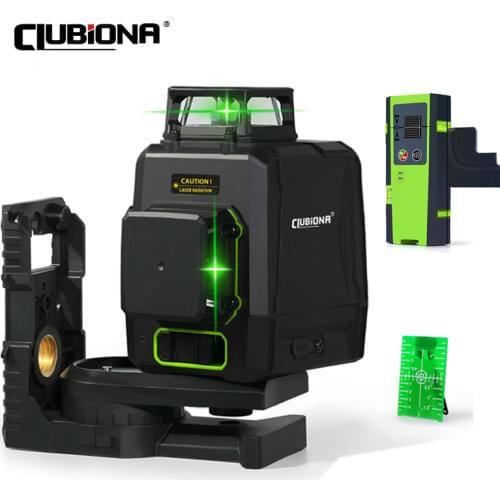 CLUBIONA MD08G German Laser Diode 3D Green Laser Level Self-Leveling w/ 2 x 360 Separate Working 8 Lines 5200mah Lithium Battery