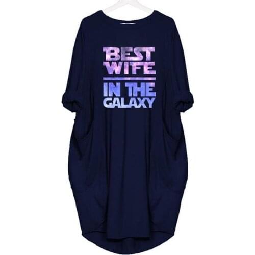 Autumn Womens Dresses Pocket Loose Dress Ladies Round Neck Casual Long Girls Tops Dress Female Fashion