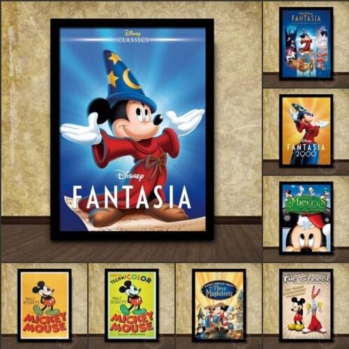 Retro Disney Comics Poster Mickey Mouse and Donald Duck Canvas Print Painting Vintage Wall Art Poster Pictures for Kids Room