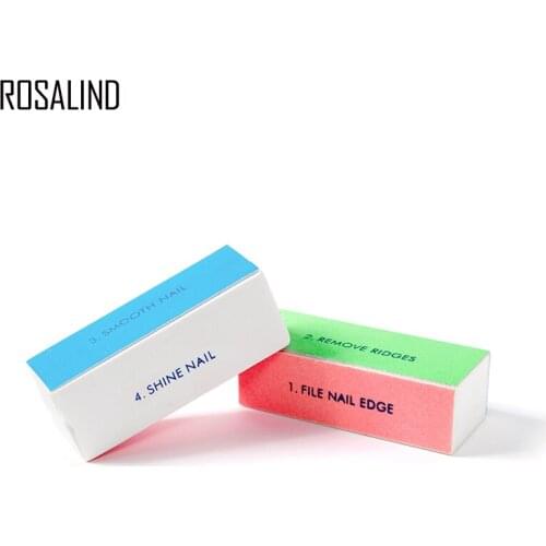 ROSALIND Professional Colorful 4 Way Nail File Buffer Polishing Block Sanding Nail Art Manicure Sponge Setback Nail Art Tools
