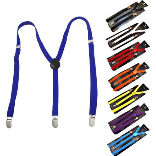 Adult Adjustable Metal Clamp Elastic Suspenders Braces
