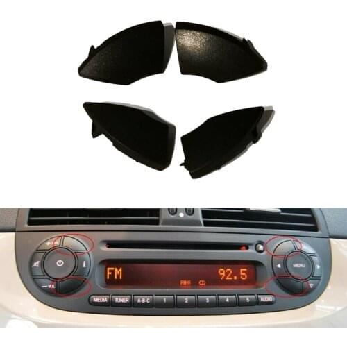 Car replacement Fit for fiat 500 radio cd button buttons BLACK trim mould cover removal 4pcs 2008+ Car accessories stickers