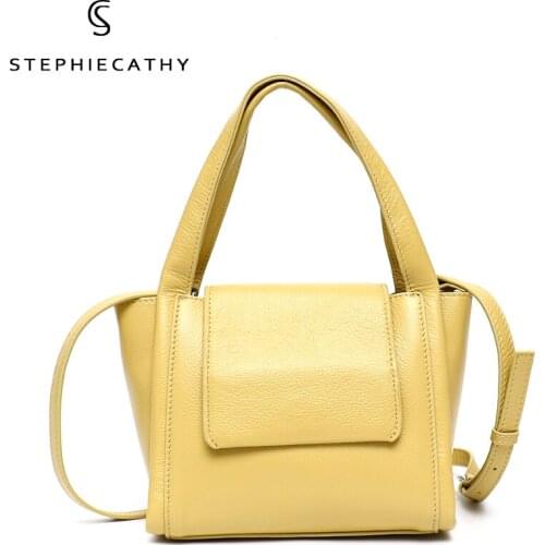 SC Simple Genuine Leather Shoulder Bags Women Luxury Flap Top-Handle Bucket Handbags Female Casual Cowhide Messenger Tote Purse