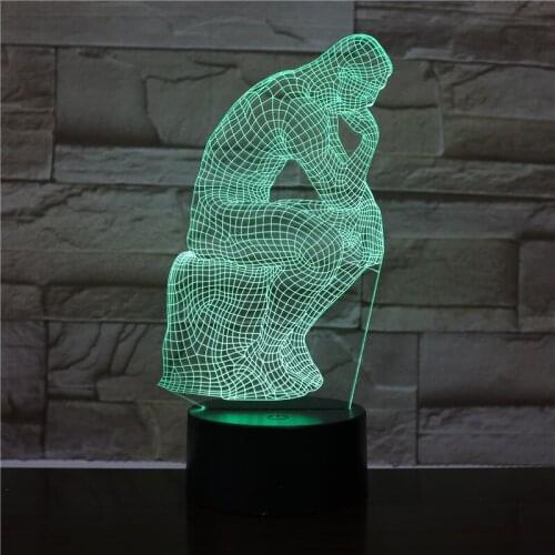 Reative Wooden Man 3D Visual Light Creative 7 Color Touch Charging Night Table Lamp For Bedroom decor Kids Birthday Gift 1855