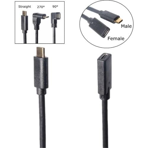 Usb c to usb c Straight 90 270 degree angle Type-C USB 3.1 Male to USB-C Female male Extension Charging Cable usb c Extender