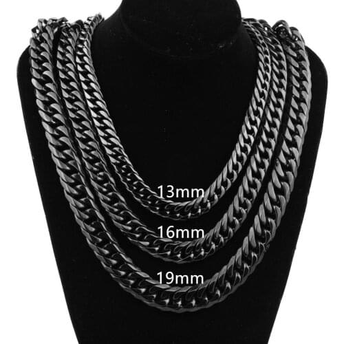 Vintage Black Color Double Curb Link Chain Mens Stainless Steel Cuban Chain Necklace Or Bracelet 7-40" Option 9-21mm Wide