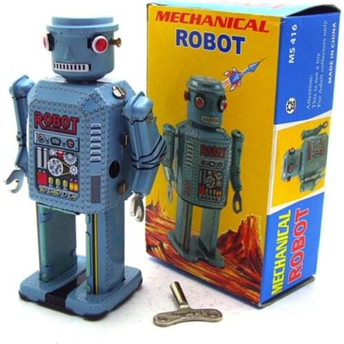 Vintage Children Toys Tin Robots Wind up Toys Home Collection Retro Craft Big Eye Mechanical Robot TIn toy