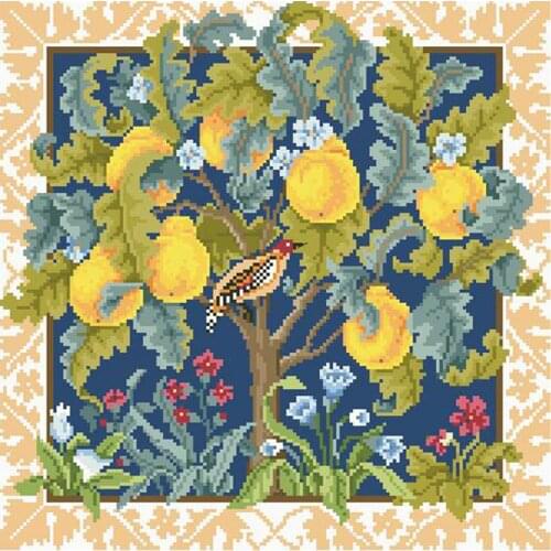 Top Quality Popular Counted Cross Stitch Kit Tree of Life Longevity fruit bird pear flowers