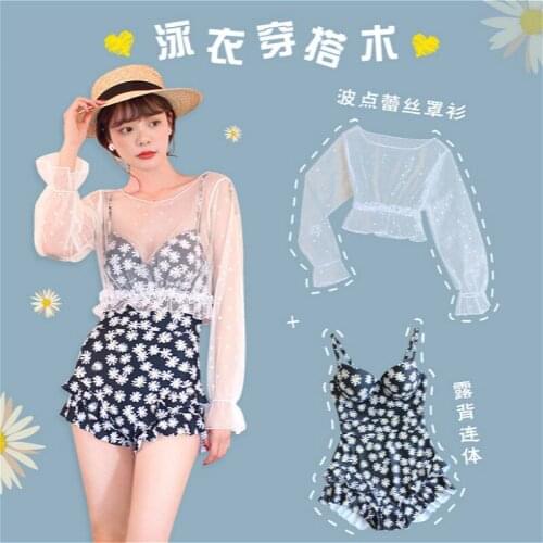 Womens Two-Piece Swimsuit 2021 New Slim Looking Belly Covering Conservative Fairy Style Students in Hot Springs Swimsuit