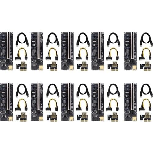 10PCS Riser Card 1X to 16X Extender 009S Plus Riser Adapter for GPU Miner Mining PCIE PCI PCI-E Graphics Extension Cable