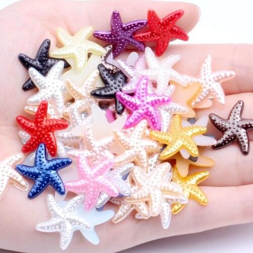 40pcs 20mm Multicolor Starfish Imitation Pearls Flatback Starfish Beads For Art Scrapbooking Wedding Decoration