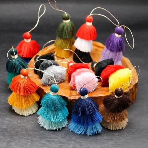75mm 1pc Cotton Tassel Mini DIY Tassel String For Keychain Cellphone Straps DIY Pendant Tassel with Caps Findings