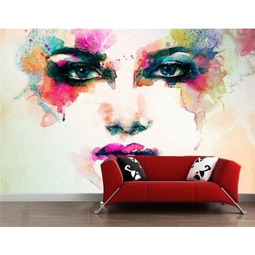 Watercolor painting mural beauty salon nail clothing store window wallpaper European art graffiti wallpaper home wall decoration