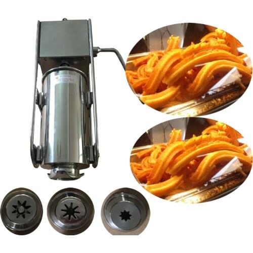 Free shipping Commercial 2L Manual Spanish Churros Machine Stainless Steel horizontal Sausage Stuffer Salami Maker